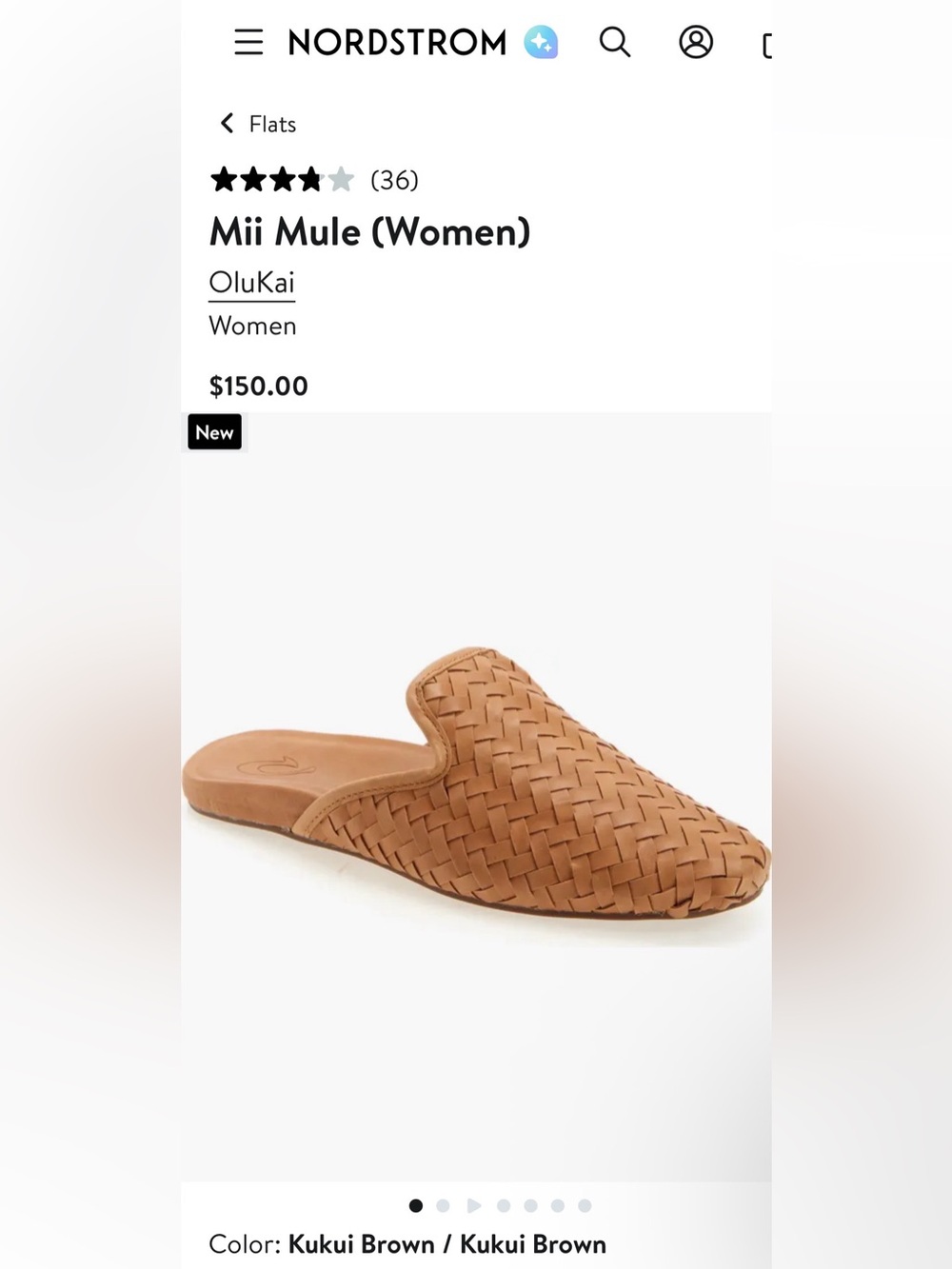 OluKai Mii Leather Slip On Brown Woven Mules Sandals EUC Size 9